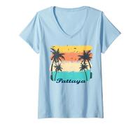 Women's Pattaya Palm Trees at the Beach Thailand Vacation Souvenir V-Neck T-Shirt