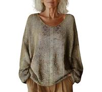 Women's Pattern Printed Casual Pullover Knitted Sweaters Crewneck Lightweight Warm Soft Sweater Retro Plus Size Jumpers for Women UK