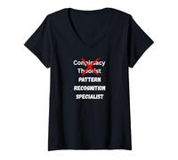 Women's Pattern Recognition Specialists Not Conspiracy Funny Graphic V-Neck T-Shirt