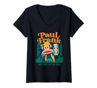 Women's Paul Frank Julius Monkey Get Lost in The Wild Camping V-Neck T-Shirt