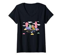 Women's Paul Frank Julius The Monkey Adventure with Mika Cat V-Neck T-Shirt