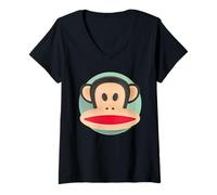 Women's Paul Frank Julius The Monkey Green Circle V-Neck T-Shirt