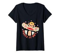 Women's Paul Frank Julius The Monkey Skate It Out Retro V-Neck T-Shirt