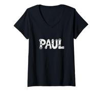 Womens Paul Halloween Monsters - Personalized Name Word Art V-Neck T-Shirt