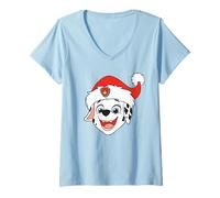 Womens PAW Patrol Marshall Christmas Santa Hat V-Neck T-Shirt