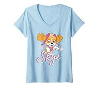 Womens Paw Patrol Skye Hero Pose Cartoon Rescue Inspired Artwork V-Neck T-Shirt