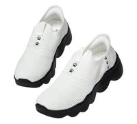 Women's Paw Ultra Comfort Slide-in Deep Traction Walking Shoes Slip On Sneakers Lightweight Footwear, White With Black Paws, 4.5 UK