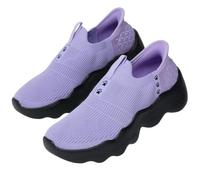 Women's Paw Ultra Comfort Slide-in Deep Traction Walking Shoes Slip On Sneakers Lightweight Footwear, Purple With Black Paws, 4.5 UK