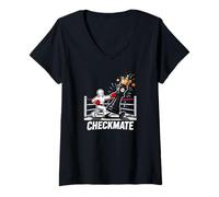 Women's Pawn Boxer Knockout King Chess Match Sports Art V-Neck T-Shirt