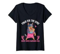 Women's Paws for The Cure Blue Heeler Breast Cancer Awareness 2026 V-Neck T-Shirt