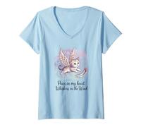 Womens Paws in My Heart, Whiskers in The Wind (Departed cat) V-Neck T-Shirt