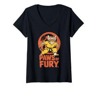 Womens Paws of Fury Martial Arts Cat Karate Kid Parody V-Neck T-Shirt