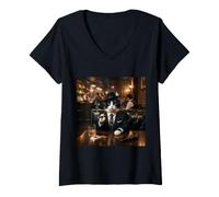 Women's Paws the Wise Guy (Mafia Cat) V-Neck T-Shirt