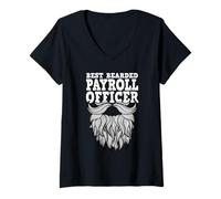 Women's Payroll Specialist Finance Best Bearded Payroll Officer V-Neck T-Shirt