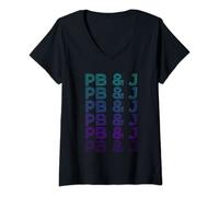 Womens PB & J Peanut Butter and Jelly Retro V-Neck T-Shirt
