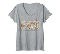 Women's PCU Progressive Care Unit Floral Nurse Appreciation V-Neck T-Shirt