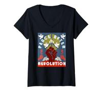 Women's Peace After Revolution Protest Art Activist Poster V-Neck T-Shirt