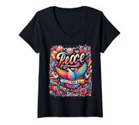 Women's Peace and Love for All Spread Peace & Respect Unity Freedom V-Neck T-Shirt