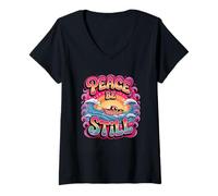 Womens Peace Be Still Tranquil Waves V-Neck T-Shirt