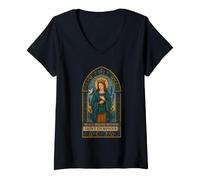 Women's Peace Begings Within Saint Dymphna V-Neck T-Shirt