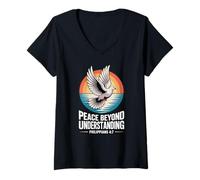 Womens Peace Beyond Understanding Philippians 4:7 V-Neck T-Shirt