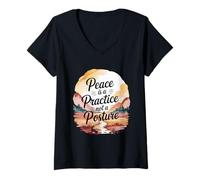 Womens Peace is A Practice Not A Posture Mindful Living Quote V-Neck T-Shirt