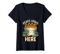 Women's Peace Looks Good Here V-Neck T-Shirt