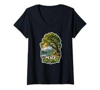 Women's Peace Looks Like Trees V-Neck T-Shirt