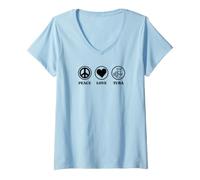 Women's Peace Love and Tuba Simple Basic Icons V-Neck T-Shirt