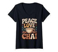 Womens Peace Love Chai Tea V-Neck T-Shirt