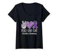 Women's Peace Love Cure Crohn's Awareness - IBD Fighter V-Neck T-Shirt