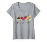 Womens Peace Love Elote Corn Cob Funny Food Elotes Leopard Womens V-Neck T-Shirt