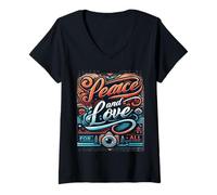 Womens Peace & Love for All United We Shine Love and Peace for All V-Neck T-Shirt