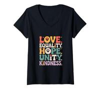 Womens Peace Love Hope Inclusion Equality Hope - Social Justice V-Neck T-Shirt