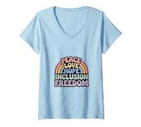 Womens Peace Love Hope Inclusion Equality Hope - Social Justice V-Neck T-Shirt
