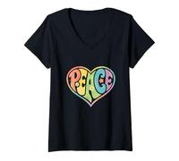 Women's Peace Love Symbol Fun Hippie Better World Movement V-Neck T-Shirt