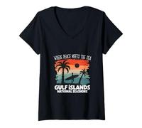 Womens Peace Meets The sea - Gulf Islands National Seashore V-Neck T-Shirt