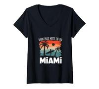 Womens Peace Meets The sea - Miami V-Neck T-Shirt