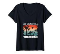 Womens Peace Meets The sea - Venice Beach V-Neck T-Shirt
