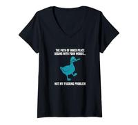 Women's Peace Not My Problem Funny Sarcastic Duck V-Neck T-Shirt