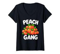 Women's Peach Gang Fruit Lover Orchard Harvest Picker Team V-Neck T-Shirt