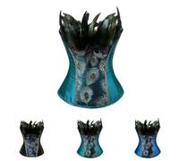 Women's Peacock Corset Full Breast Overbust Corset Top Feather Bustier, Peacock Feathers Embroidery Belly Corset, Vintage Gothic Shapewear, Fancy Dress Costumes Carnival Halloween Cosplay Burlesque
