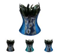 Women's Peacock Corset Full Breast Overbust Corset Top Feather Bustier, Peacock Feathers Embroidery Belly Corset, Vintage Gothic Shapewear, Fancy Dress Costumes Carnival Halloween Cosplay Burlesque