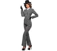 Womens Peaky Gangster Polly Striped Gangster Suit Costume (Small (UK 8-10))