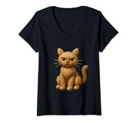 Womens Peanut Cat Face Funny Cute Animal Lover V-Neck T-Shirt