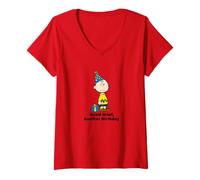 Womens Peanuts - Charlie Brown - Good Grief Another Birthday V-Neck T-Shirt