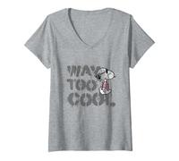 Womens Peanuts Joe Cool Snoopy Way Too Graffiti Stencil Art Urban V-Neck T-Shirt