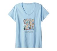 Women's Peanuts - One of The Gang V-Neck T-Shirt, Baby Blue, Large