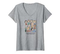 Women's Peanuts - One of The Gang V-Neck T-Shirt, Heather Grey, X-Large