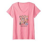 Women's Peanuts - One of The Gang V-Neck T-Shirt, Pink, Small